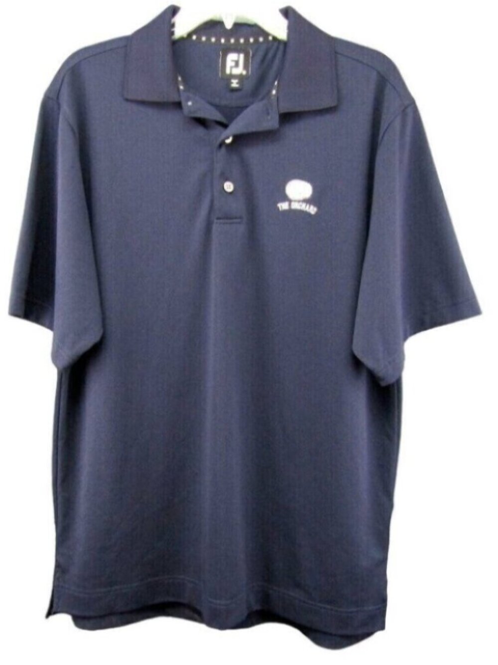FootJoy Navy Blue Golf Polo Shirt Mens Size M Short Sleeve The Orchard CC Logo